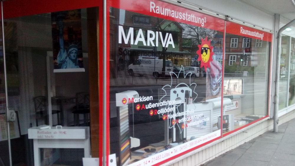 Schaufenster von MARIVA Sonnenschutzsysteme